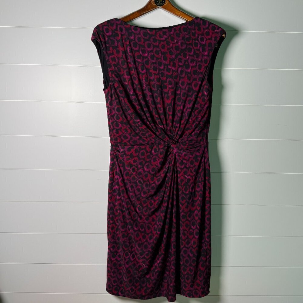 Lauren Ralph Lauren Sz 14 Red Pink Black Wrap Dress